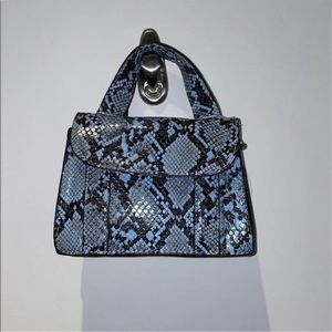 Zara Top Handle Bag in Blue Snake Skin